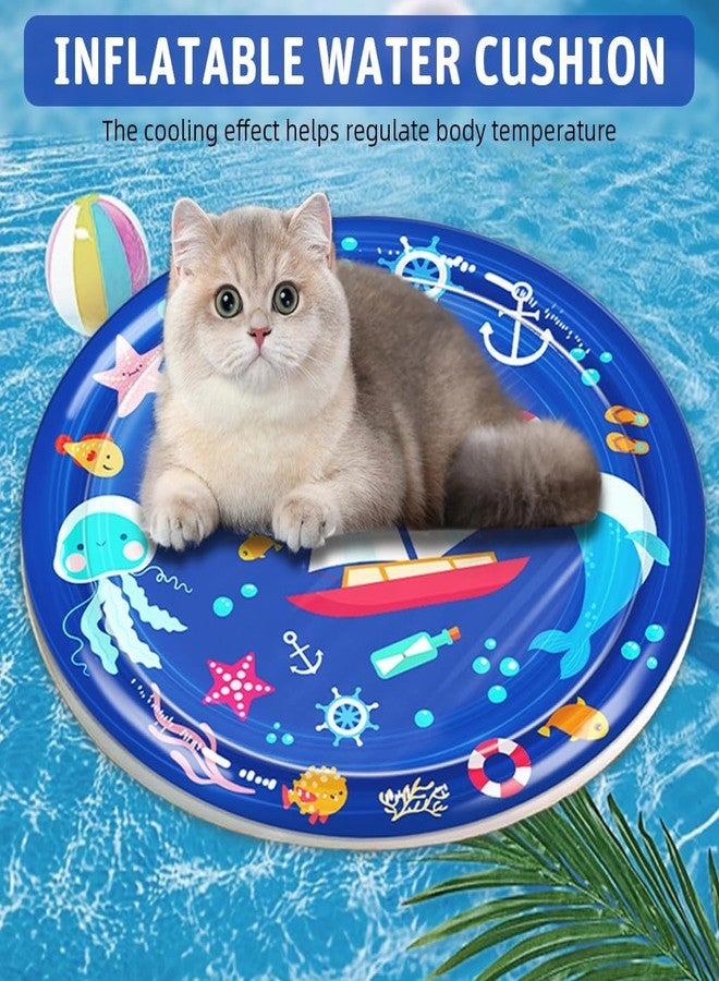 Qpets® Inflatable Pet Cooling Water Pad, Cartoon Mat for Dogs Cats, Summer Self-Cooling Relief Bed with Water Fill, Non-Toxic, Manual Air Pump Included (25.5in) - Image 3